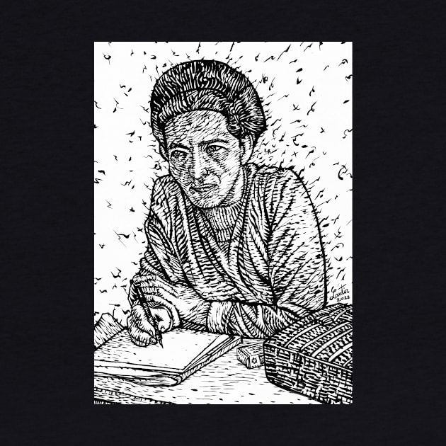 SIMONE DE BEAUVOIR ink portrait .1 by lautir